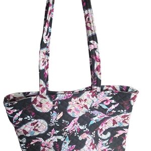 💖Floral Black and Pink Tote Bag